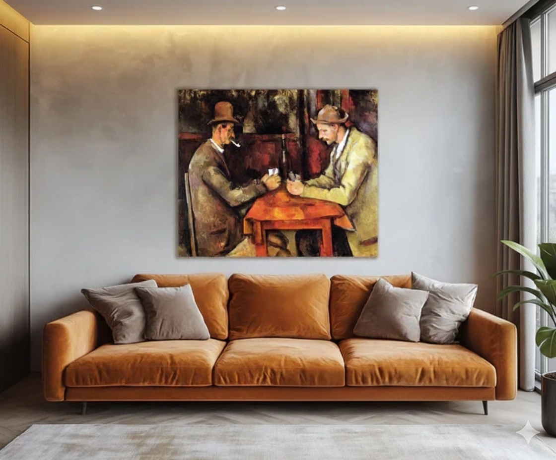 Cuadro de arte del estilo fauvismo en render de living