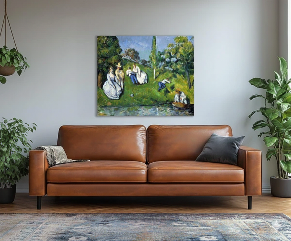 Cuadro de arte del estilo fauvismo en render de living