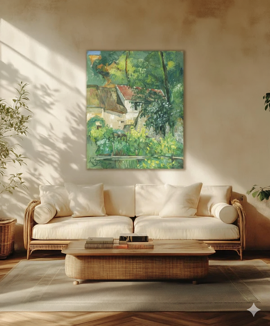 Cuadro de arte del estilo fauvismo en render de living
